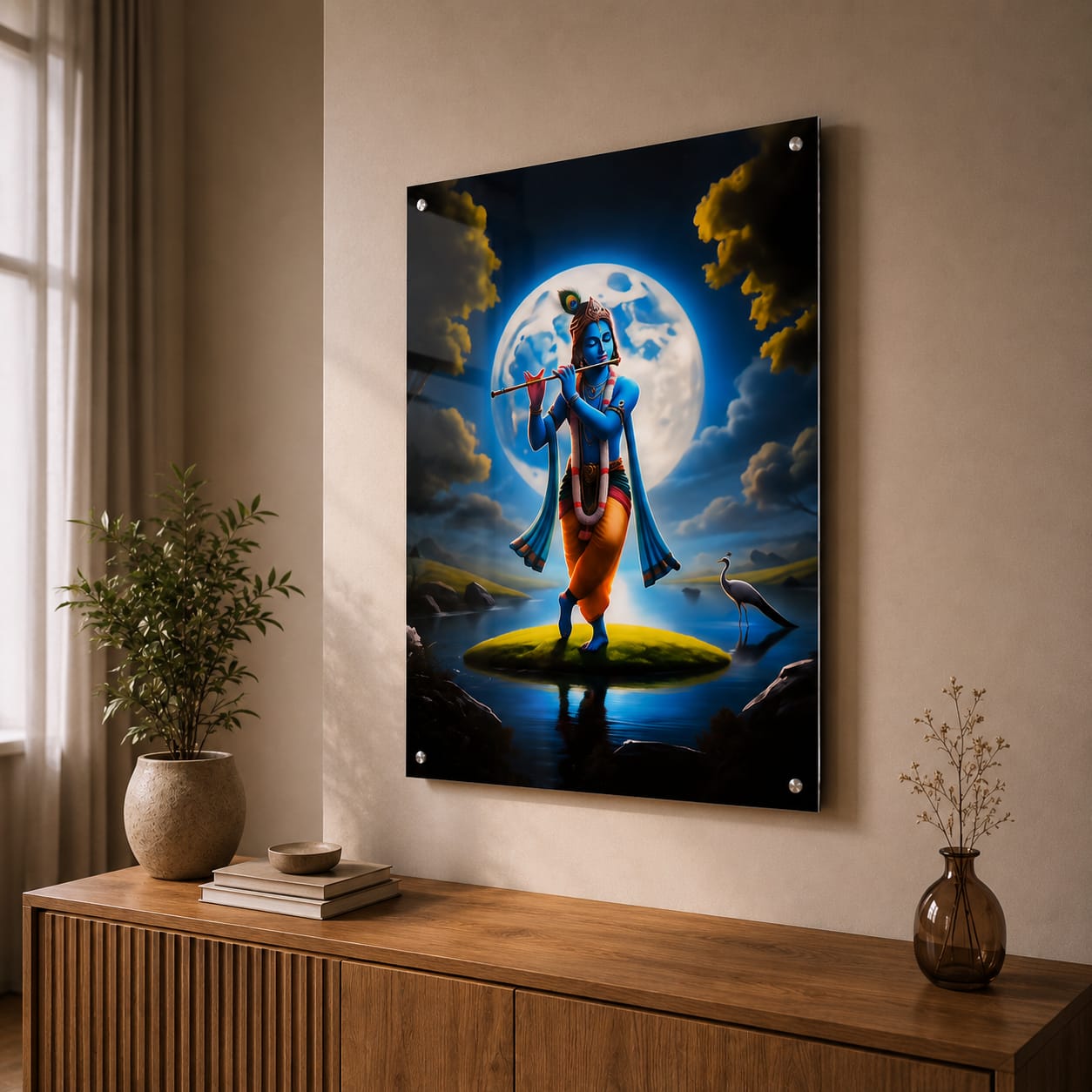 Premium Lord Krishna UV Acrylic Wall Art