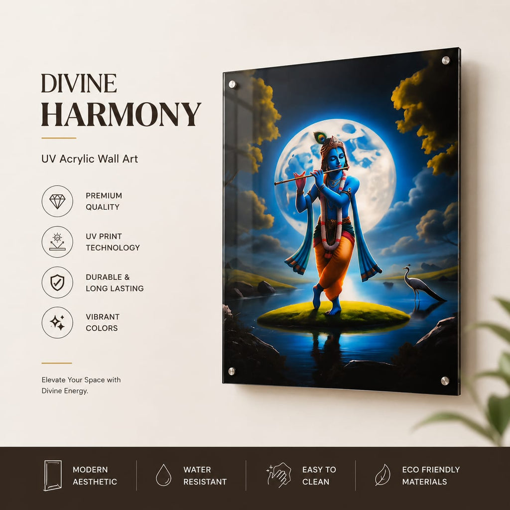 Premium Lord Krishna UV Acrylic Wall Art