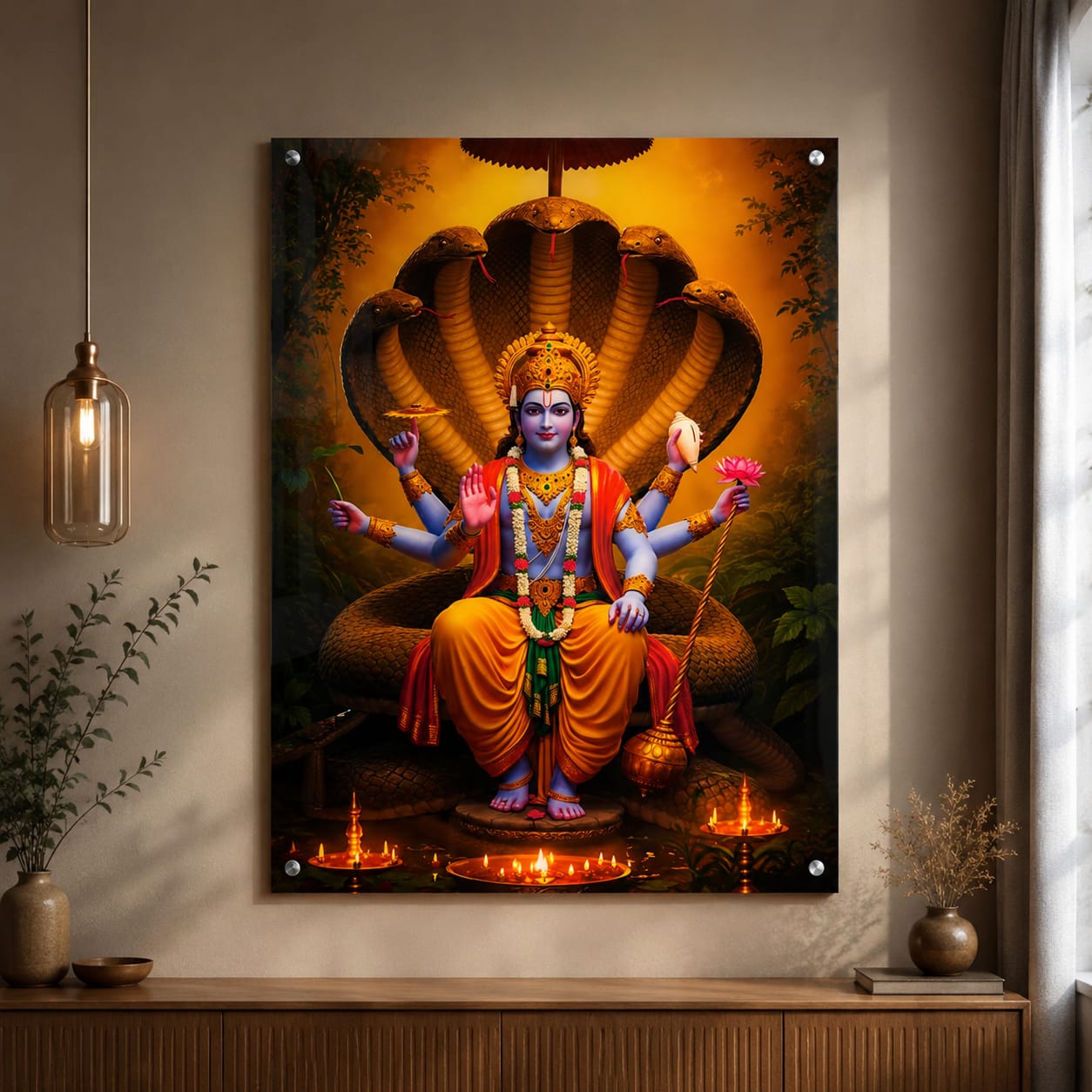 Premium Lord Vishnu UV Acrylic Wall Art