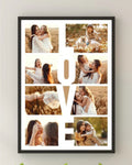 Collage photo frame featuring mother and daughter moments in nature with LOVE text cutout