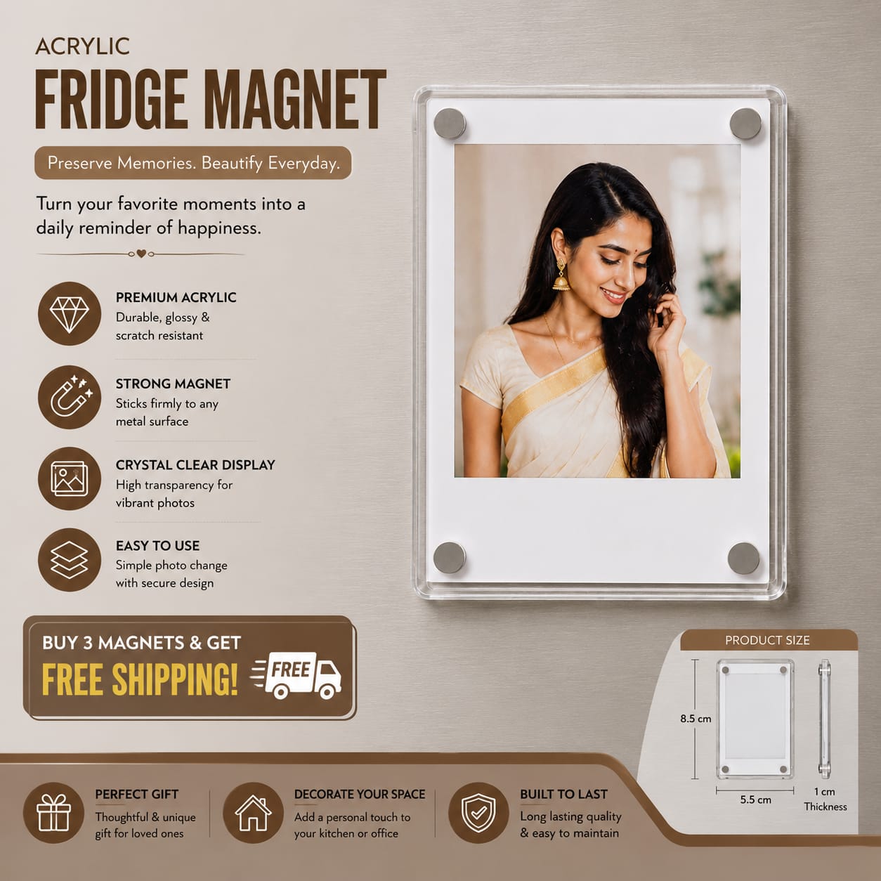 Customized Photo Fridge Magnet | Personalized Gift for Home & Kitchen