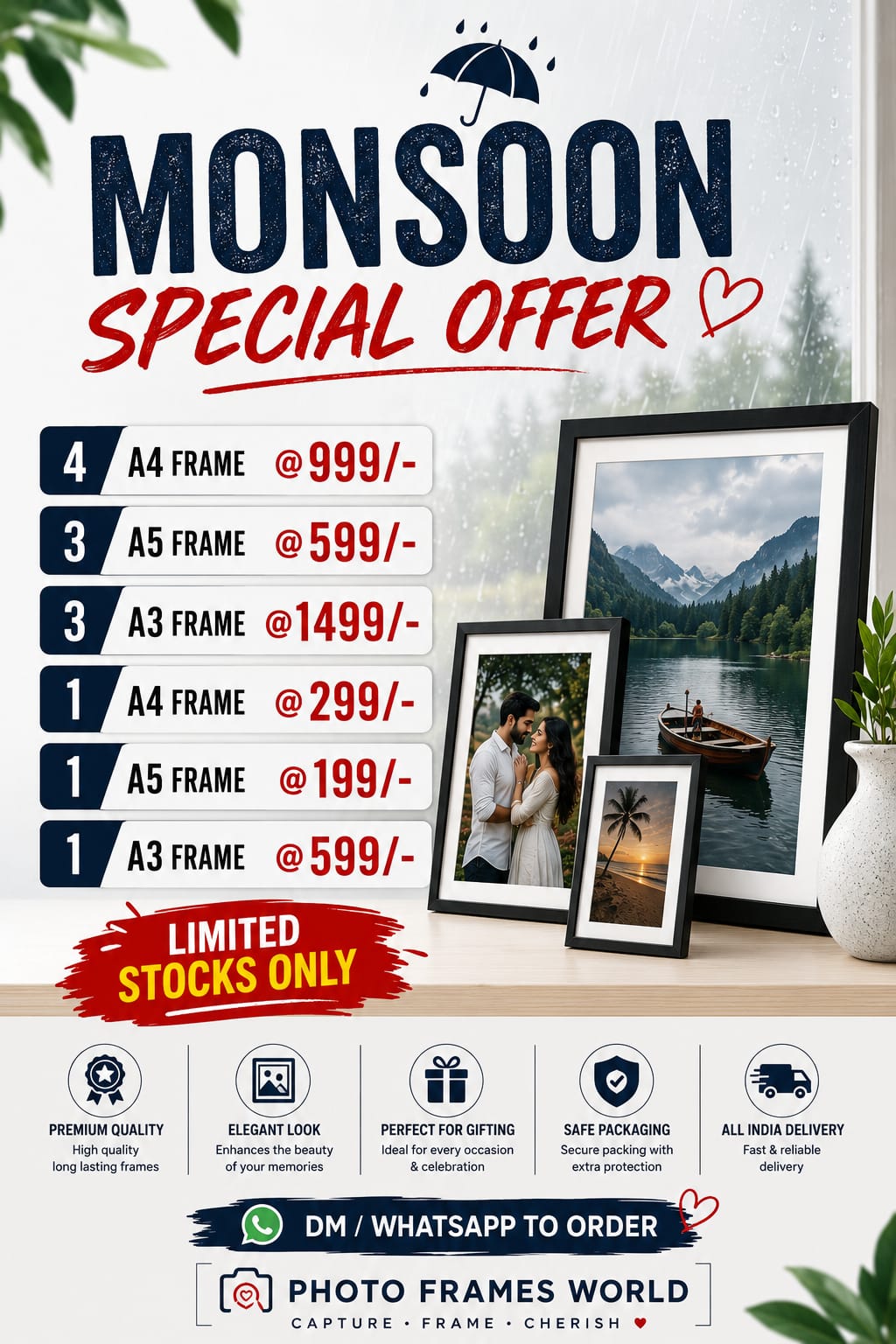 Monsoon Special Offer – Premium Photo Frames | A3, A4 & A5 Sizes